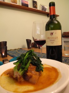 Lamb neck braised in tomato broth over taleggio polenta with wilted spinach, paired with the 2008 Musella Valpolicella Superiore Ripasso